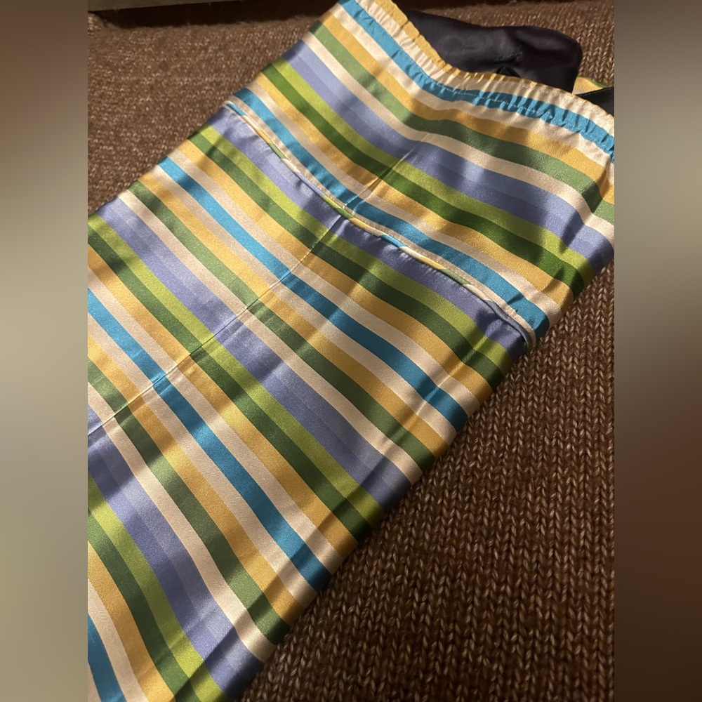 J. Crew NWOT Classic Strapless Silk Camisole with Blue and Green Stripes-NWOT